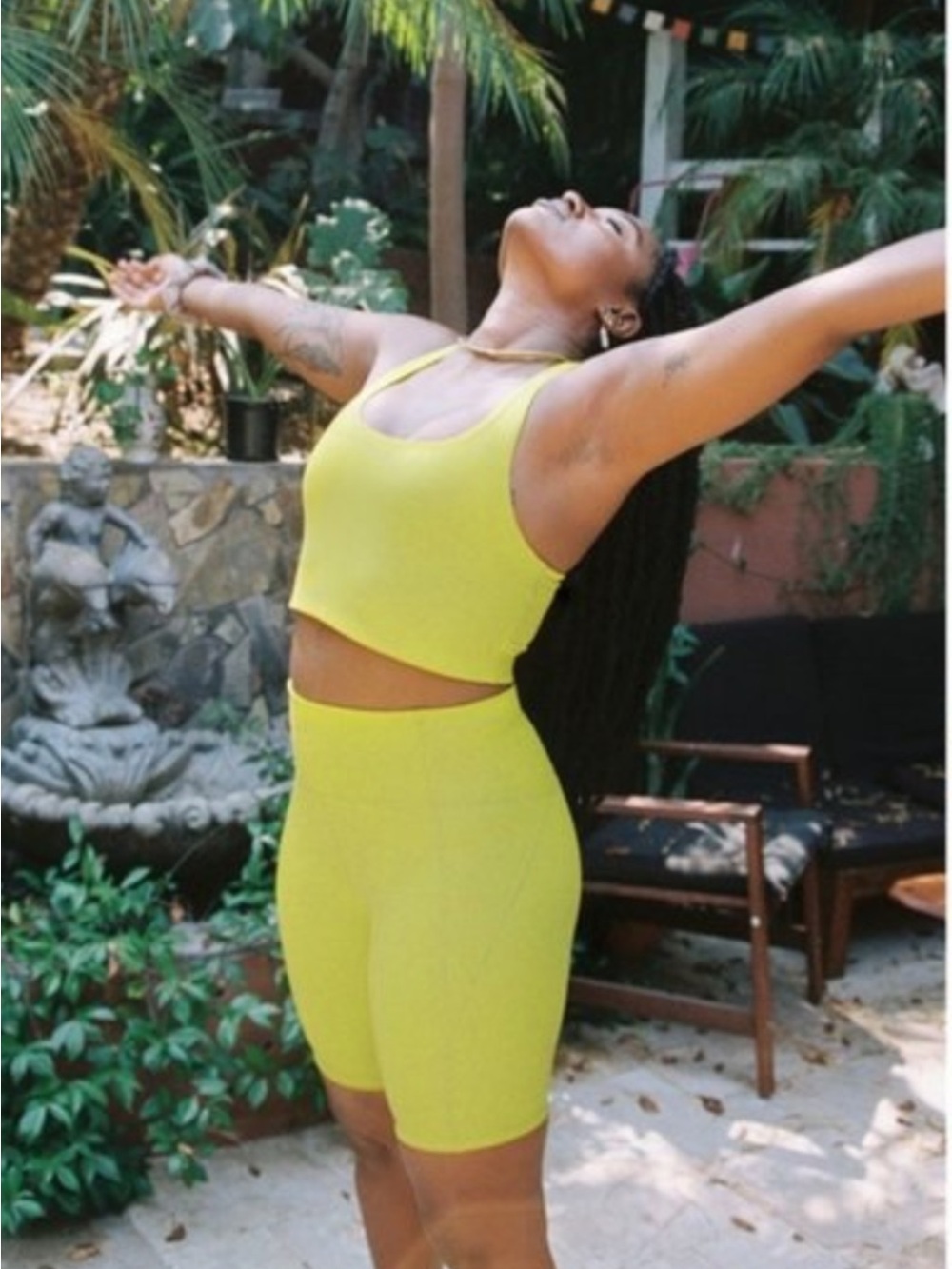 Girlfriend Collective Neon Yellow Compression Set M